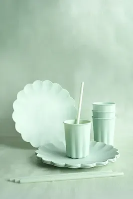 Sugrör i plast, mint, 12st