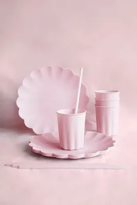Sugrör i plast, rosa, 12st