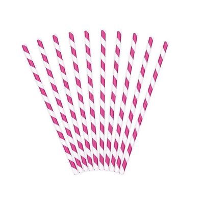 Papperssugrör Randiga Hot Pink
