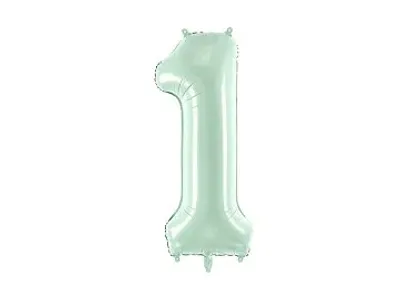 Sifferballong 0-9, pastellfärgad grön 72cm