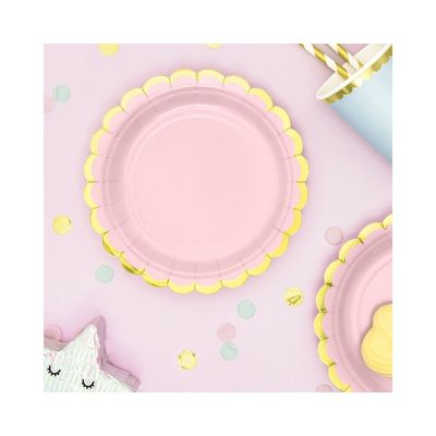 Pappersassietter Rosa med Guldkant