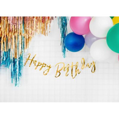 Girlang Happy Birthday Guld