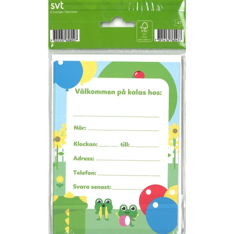 Kalasinbjudan Bolibompa 8 st med kuvert