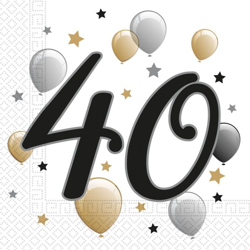 Servetter 40 år Gold & Black