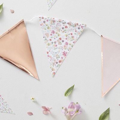 Vimpelgirlang Blommor och Rosé