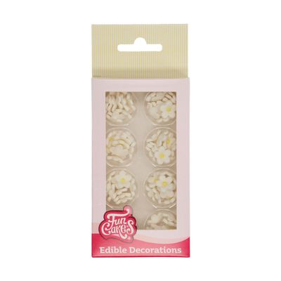 Sockerdekorationer Små Blommor, Vita/Gula