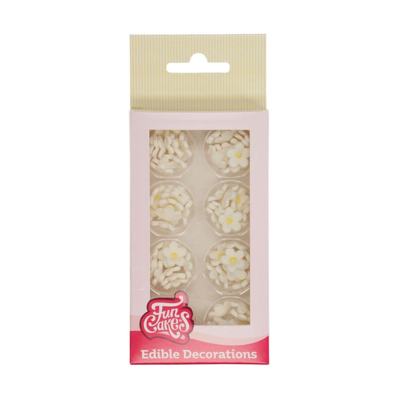 Sockerdekorationer Små Blommor, Vita/Gula
