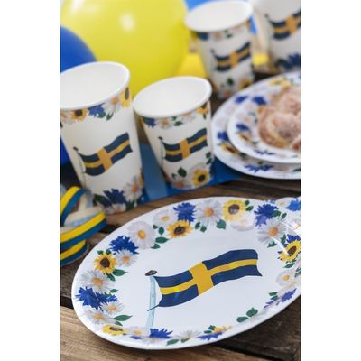 Servetter Svenska Flaggan Blommor