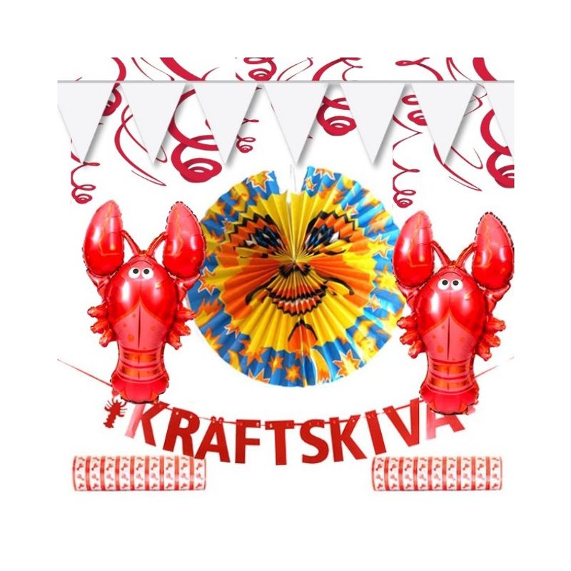 Kräftskiva dekorationer, paket med banner