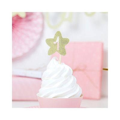 Cupcake Toppers 1st Birthday Guld
