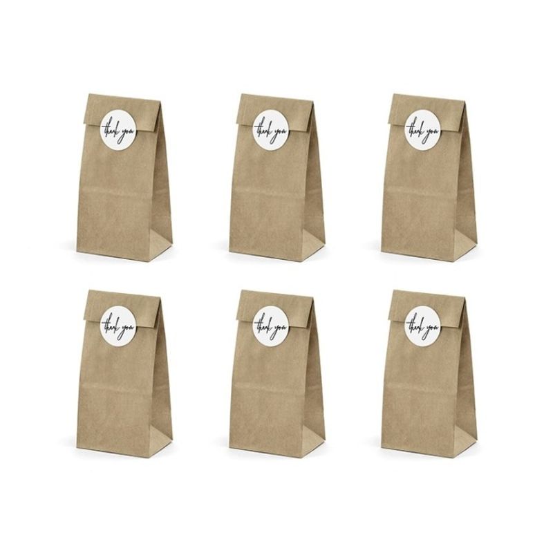 Papperspåsar Bruna 6-pack med etikett