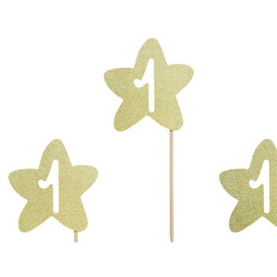 Cupcake Toppers 1st Birthday Guld