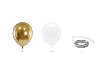 Ballongbåge 2m, Vit och Guld