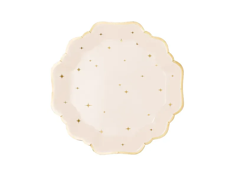 Papperstallrik beige med stjärnor