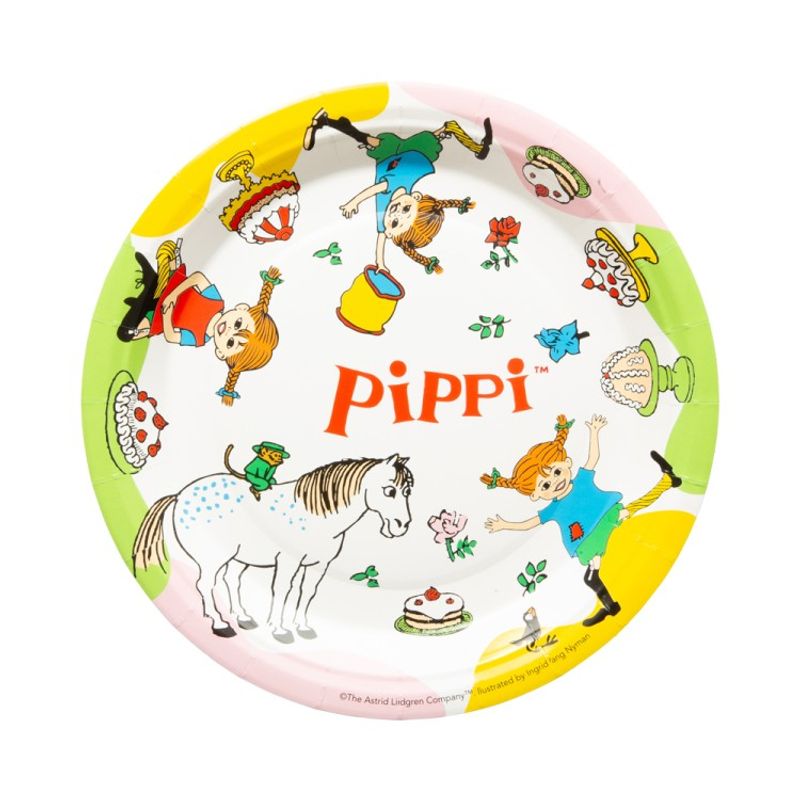 Papperstallrikar med Pippi Långstrump,
