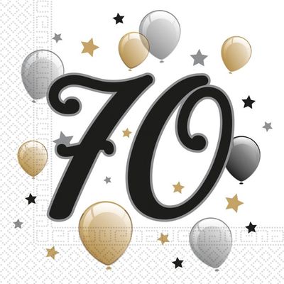 Servetter 70 år Gold & Black