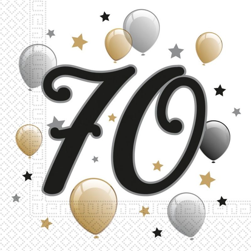 Servetter 70 år Gold & Black
