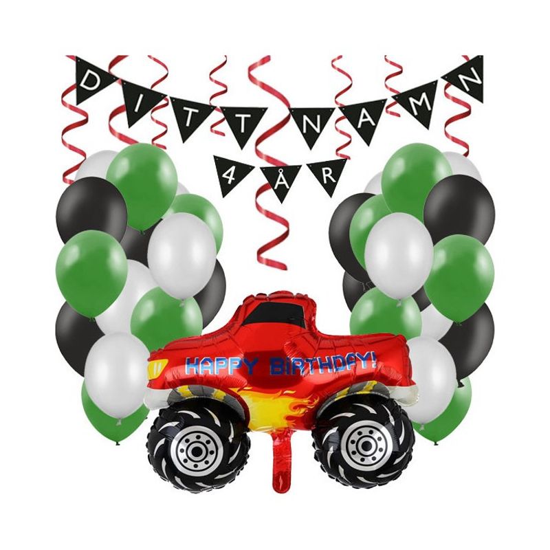 Personligt dekorationskit Monster truck kalas