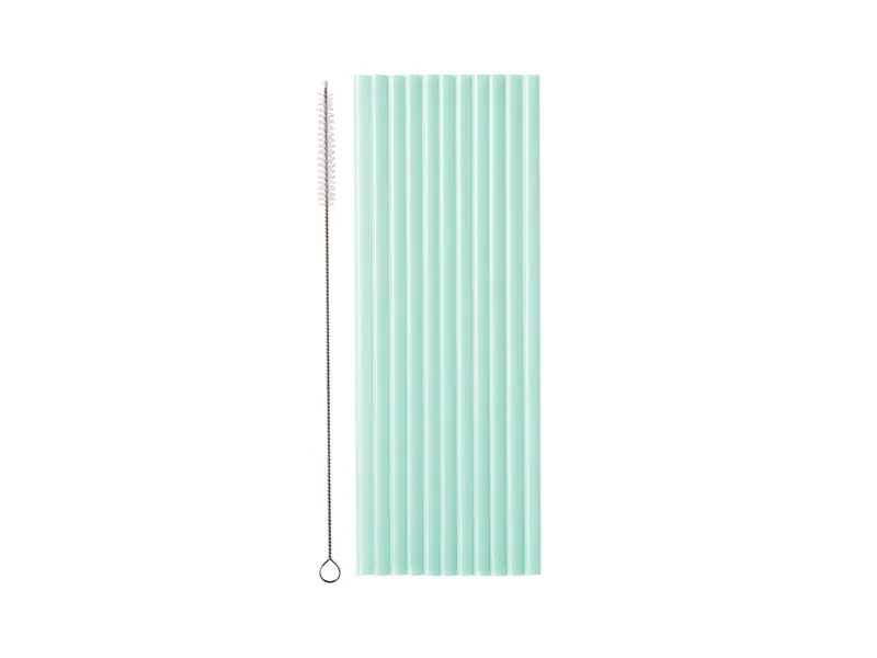 Sugrör i plast, mint, 12st