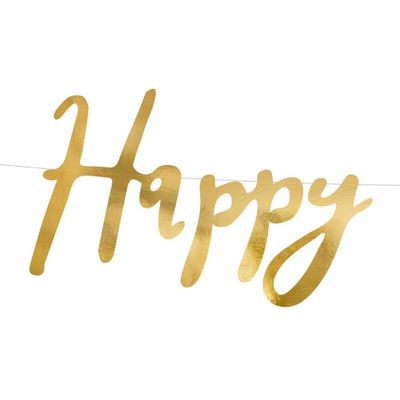 Girlang Happy Birthday Guld