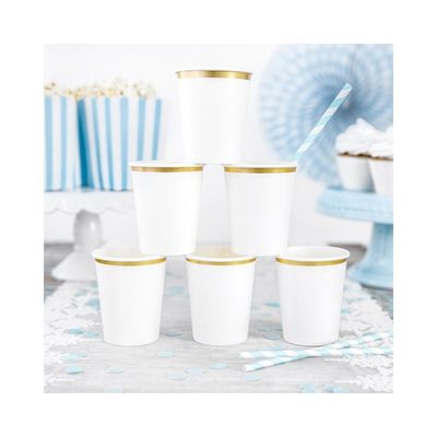 Pappersmugg Vita med Guldkant
