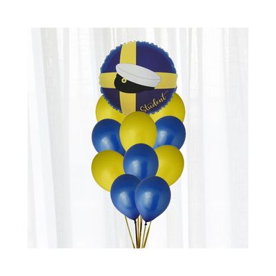 Ballongbukett Student blå/gul