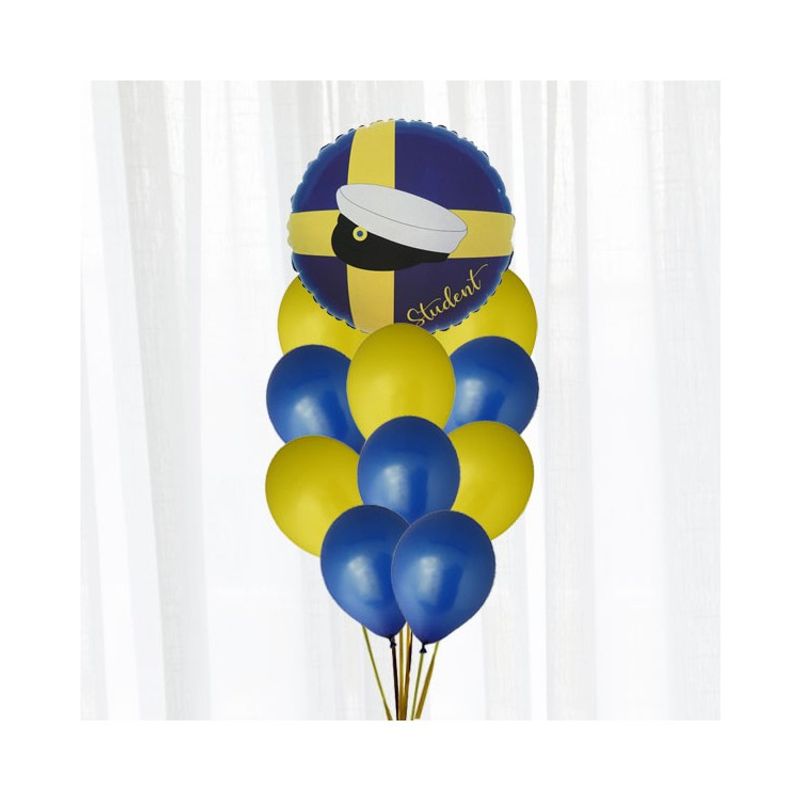 Ballongbukett Student blå/gul