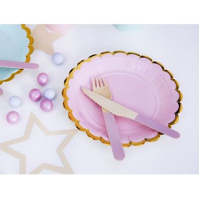 Pappersassietter Rosa med Guldkant
