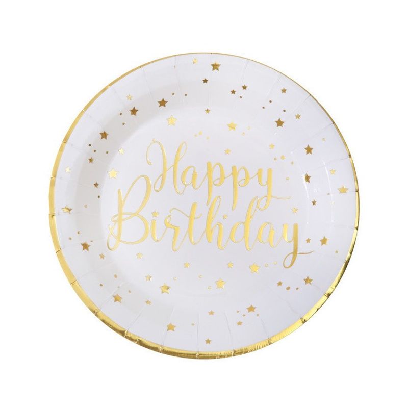 Papperstallrik Vit Happy Birthday