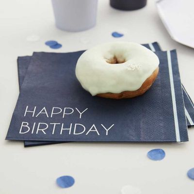 Servetter Happy Birthday Mörkblå 16-pack
