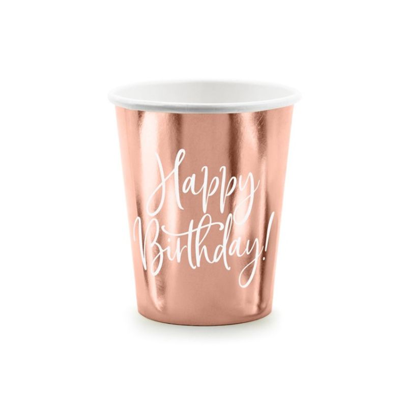 Pappersmuggar Roséguld Happy Birthday