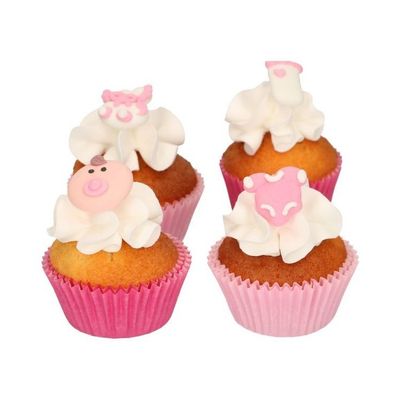 Sockerdekorationer Baby Rosa