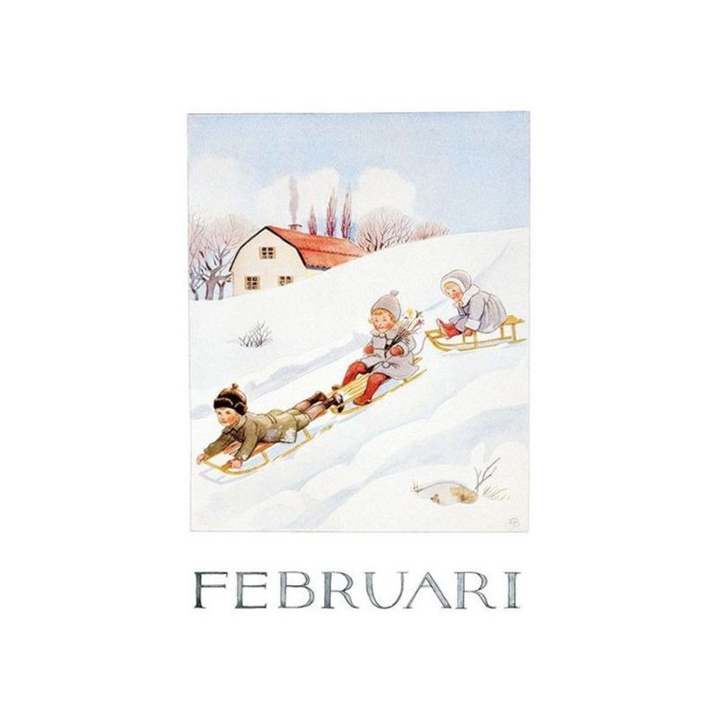 Vykort Februari Elsa Beskow