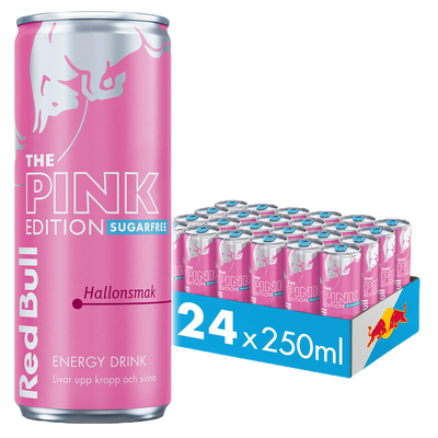 24 x Red Bull Pink Edition Hallon Sockerfri 250 ml
