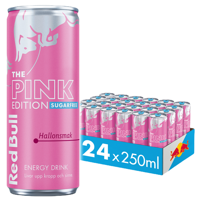 24 x Red Bull Pink Edition Hallon Sockerfri 250 ml