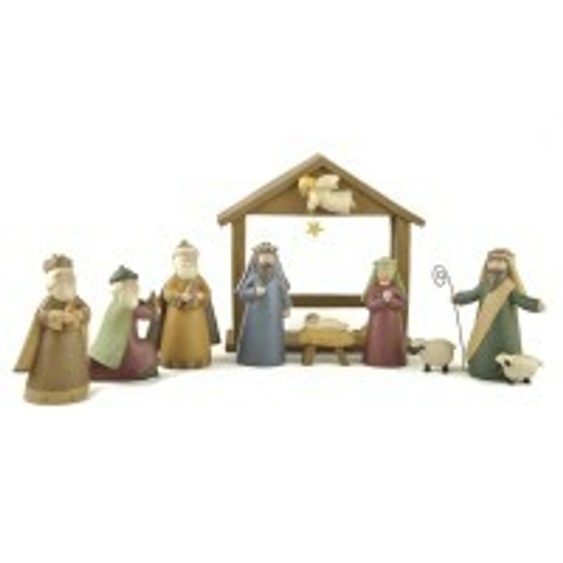 Julkrubba med stall - 12 cm