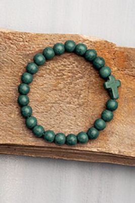 Armband - Kula, kors - Mörkgrön