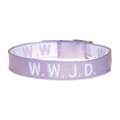 Tygarmband - WWJD - lila