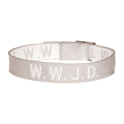 Tygarmband - WWJD - silvergrå