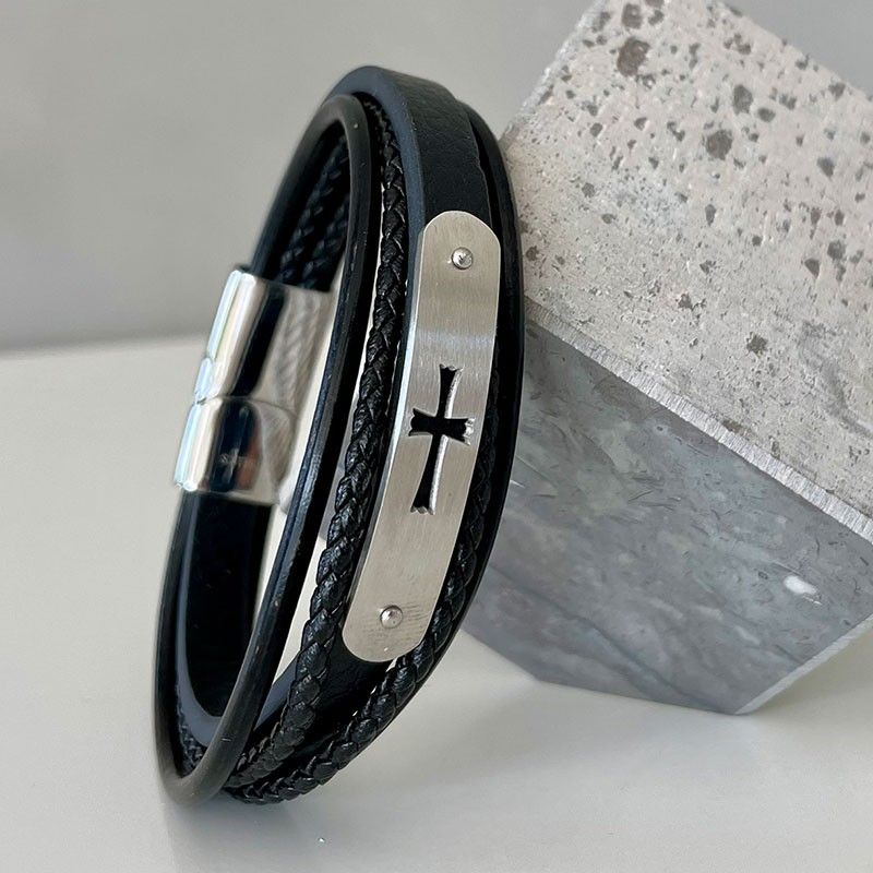 Armband - Läder, kors