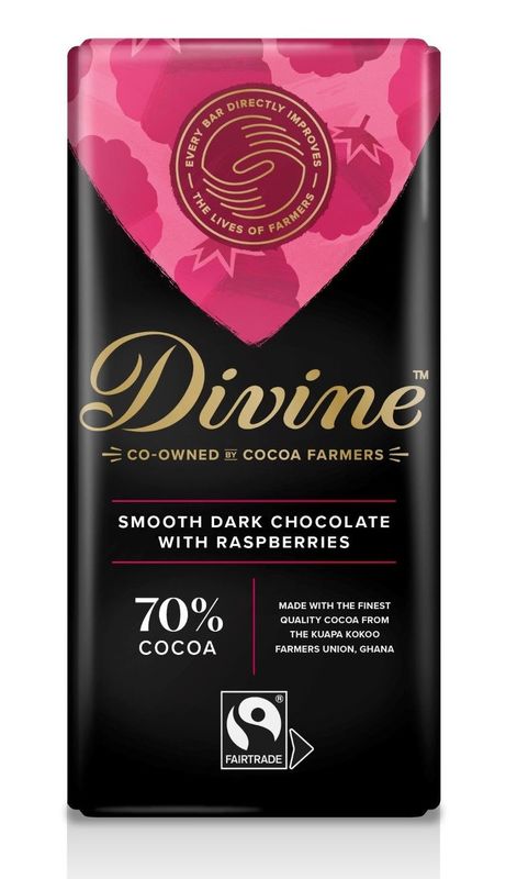 Divine, mörk choklad hallon, 70%