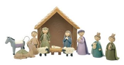Julkrubba med stall - 7 cm