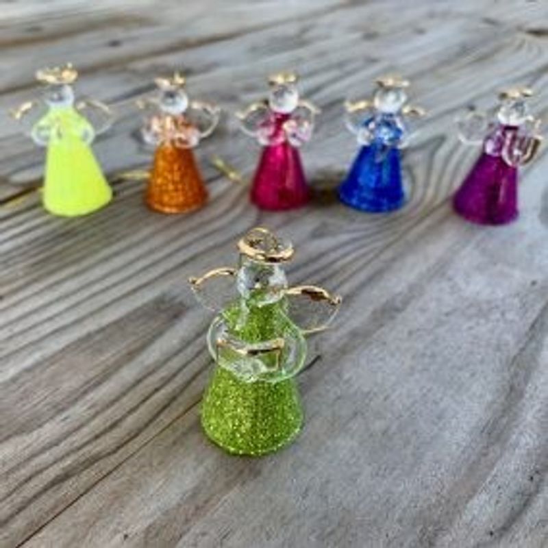 Glasängel - Glitter, blandade färger, 6 st/förp