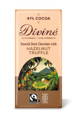 Divine Dark Chocolate with Hazelnut, 90g