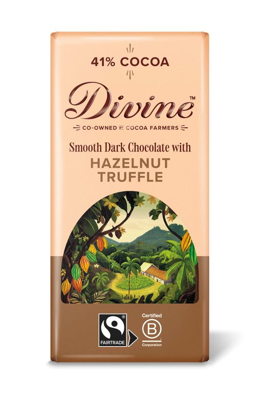 Divine Dark Chocolate with Hazelnut, 90g
