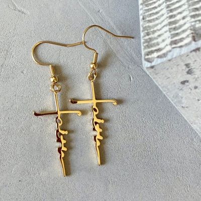 Örhängen - Kors, faith (guldplätering)