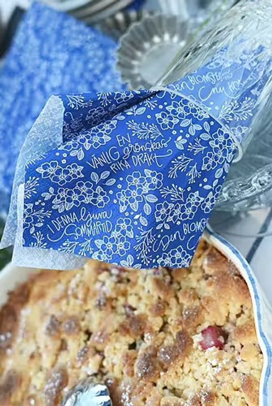 Servetter, blåvita: Den blomstertid nu kommer