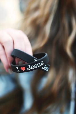 Silikonarmband, svart: I love Jesus