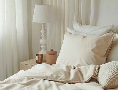 Enfärgat Beige Humble Bäddset Enkeltäcke 150x210 Borganäs of Sweden