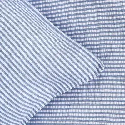 Bäckebölja Gråblå/Vit Randigt Bäddset Enkeltäcke 150x210 Classic Textile